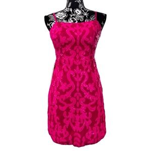 Hot pink sequin net cocktail dress size 6